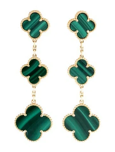 Pre-owned Van Cleef & Arpels Magic Alhambra Earrings, 3 Motifs In Green