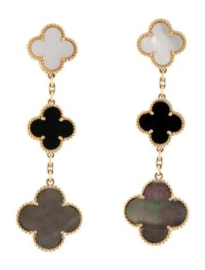 Pre-owned Van Cleef & Arpels Magic Alhambra Earrings, 3 Motifs In Multi