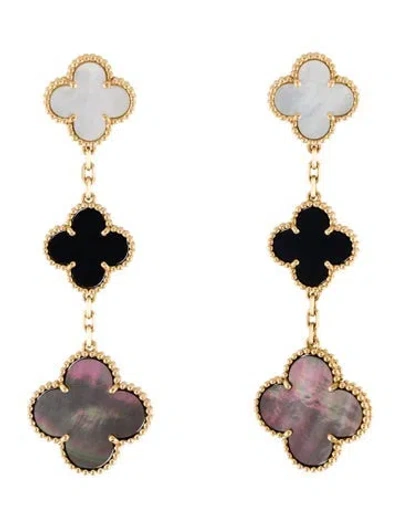 Pre-owned Van Cleef & Arpels Magic Alhambra Earrings, 3 Motifs In Multi