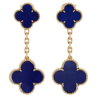 Pre-owned Van Cleef & Arpels Magic Alhambra Lapis Lazuli 18k 2 Motif Earrings In Multiple