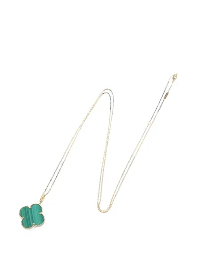 Pre-owned Van Cleef & Arpels Magic Alhambra Malachite Necklace In Gold