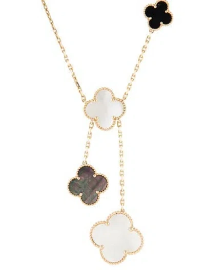 Pre-owned Van Cleef & Arpels Magic Alhambra Necklace, 6 Motifs, 16.5" In Multicolor