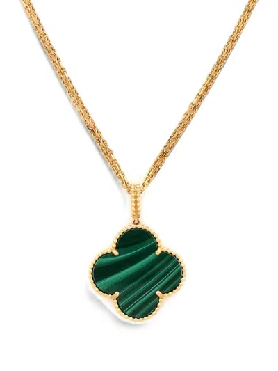 Pre-owned Van Cleef & Arpels Magic Alhambra Pendant Long 18k Yellow Gold And Malachite Necklace