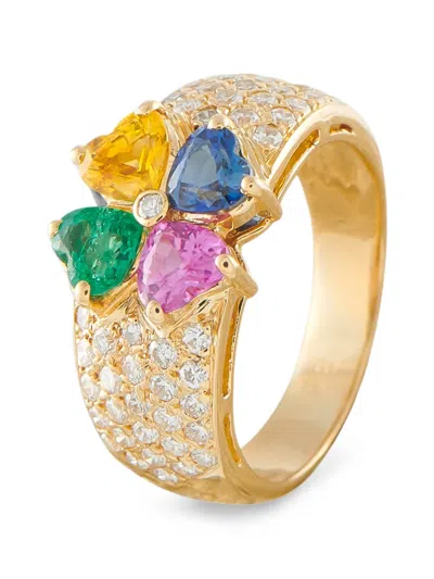 Pre-owned Van Cleef & Arpels Magic Antoinette Multi-stone Ring In Gold