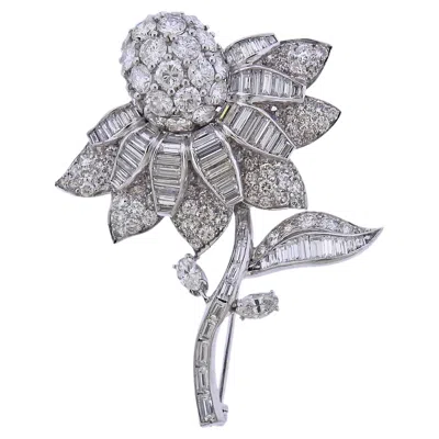Pre-owned Van Cleef & Arpels Magnificent 16 Carat Diamond Platinum Flower Brooch In Multi