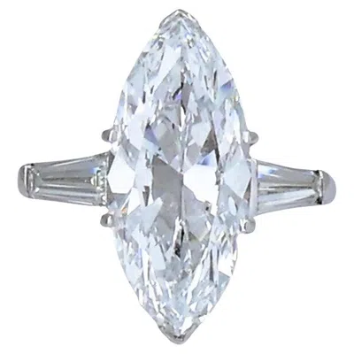 Pre-owned Van Cleef & Arpels Marquise Diamond Platinum Ring Gia 5.11-carat D Vvs2 Vca In Multi