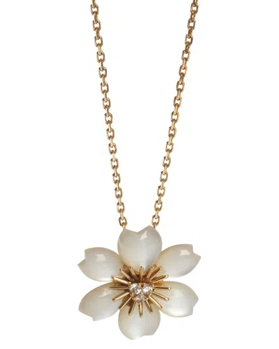 Van Cleef & Arpels Mini Model Rose De Noel 0.10 Ct. Tw. Diamond Pendant  (authentic Pre-loved) In Multi