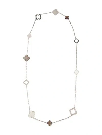 Pre-owned Van Cleef & Arpels Mother Of Pearl Alhambra Necklace, 34" In Multi