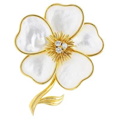 Pre-owned Van Cleef & Arpels Mother Of Pearl Flower Brooch In Multi