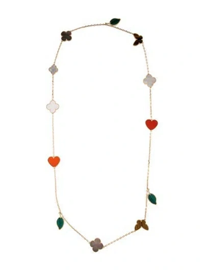 Pre-owned Van Cleef & Arpels Mother Of Pearl Lucky Alhambra 12 Motifs Long Necklace, 31.75" In Multi