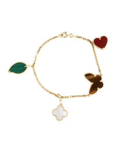 Pre-owned Van Cleef & Arpels Mother Of Pearl Lucky Alhambra Bracelet, 4 Motifs, 7.25" In Multicolor