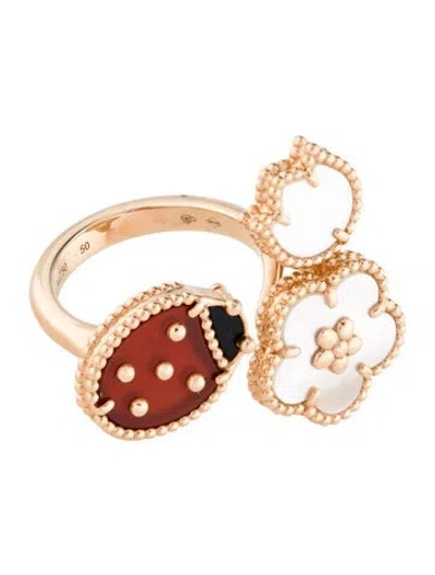 Pre-owned Van Cleef & Arpels Mother Of Pearl Lucky Spring Between The Finger Ring In Multi
