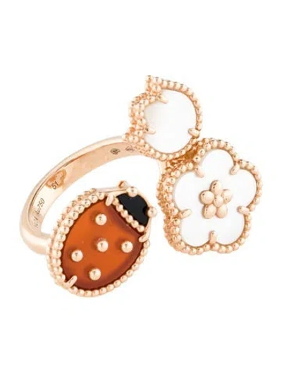 Pre-owned Van Cleef & Arpels Mother Of Pearl Lucky Spring Between The Finger Ring In Multi