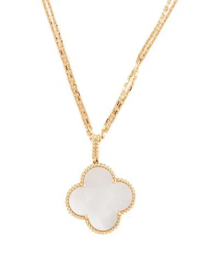 Pre-owned Van Cleef & Arpels Mother Of Pearl Magic Alhambra 1 Motif Long Necklace, 35.75" In Multi