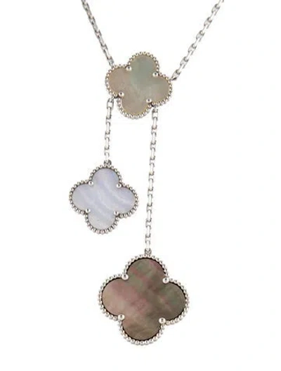 Pre-owned Van Cleef & Arpels Mother Of Pearl Magic Alhambra 6 Motif Necklace, 16.25" In Multi
