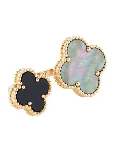Pre-owned Van Cleef & Arpels Mother Of Pearl Magic Alhambra Between The Finger Ring In Multi