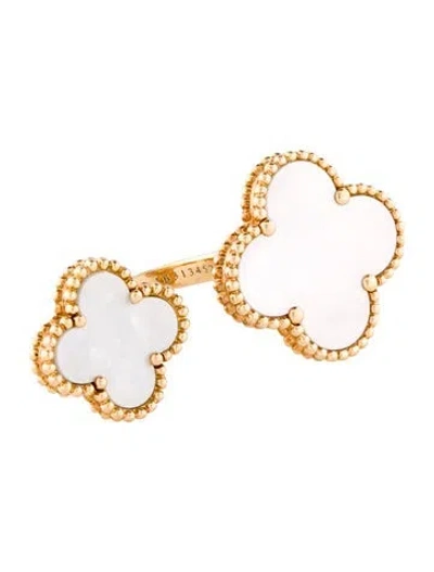 Pre-owned Van Cleef & Arpels Mother Of Pearl Magic Alhambra Between The Finger Ring In Multi