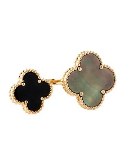 Pre-owned Van Cleef & Arpels Mother Of Pearl Magic Alhambra Between The Finger Ring In Multi