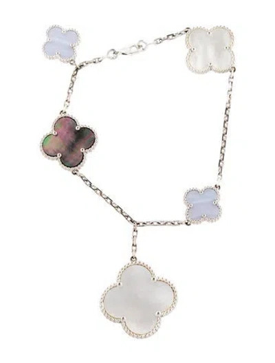 Pre-owned Van Cleef & Arpels Mother Of Pearl Magic Alhambra Bracelet, 5 Motifs, 8" In Multi