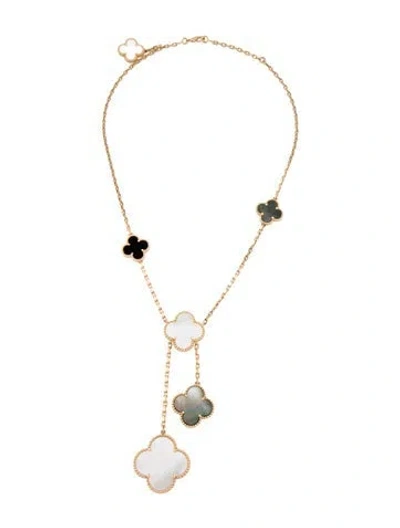 Pre-owned Van Cleef & Arpels Mother Of Pearl Magic Alhambra Necklace, 6 Motif, 16.5" In Multicolor