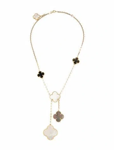 Pre-owned Van Cleef & Arpels Mother Of Pearl Magic Alhambra Necklace, 6 Motif, 16.75" In Multi