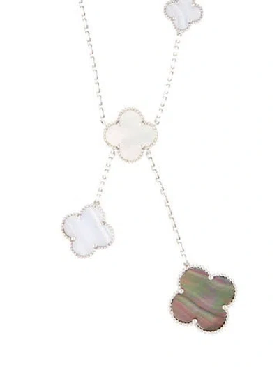 Pre-owned Van Cleef & Arpels Mother Of Pearl Magic Alhambra Necklace, 6 Motifs, 16.5" In Multi