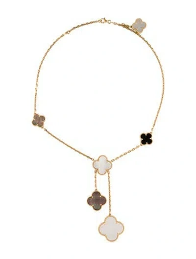 Pre-owned Van Cleef & Arpels Mother Of Pearl Magic Alhambra Necklace, 6 Motifs, 16.75" In Multicolor