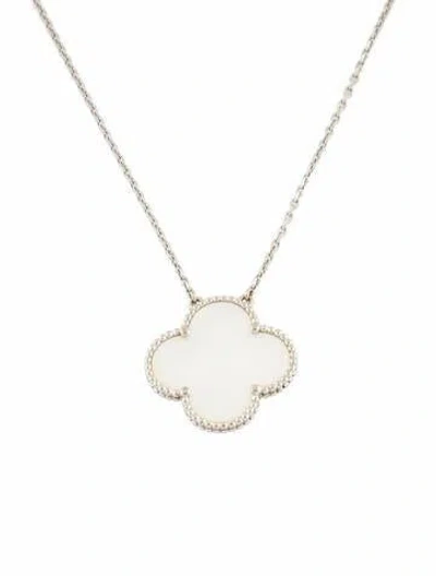 Pre-owned Van Cleef & Arpels Mother Of Pearl Magic Alhambra Pendant Necklace, 16.75" In Multi