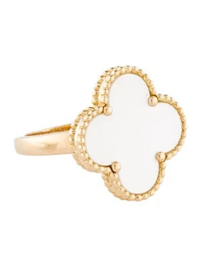 Pre-owned Van Cleef & Arpels Mother Of Pearl Magic Alhambra Ring In White