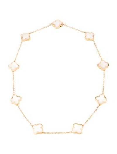 Pre-owned Van Cleef & Arpels Mother Of Pearl Pure Alhambra Necklace, 9 Motif In Multi