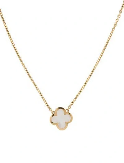 Pre-owned Van Cleef & Arpels Mother Of Pearl Pure Alhambra Pendant Necklace, 16.5" In Multi