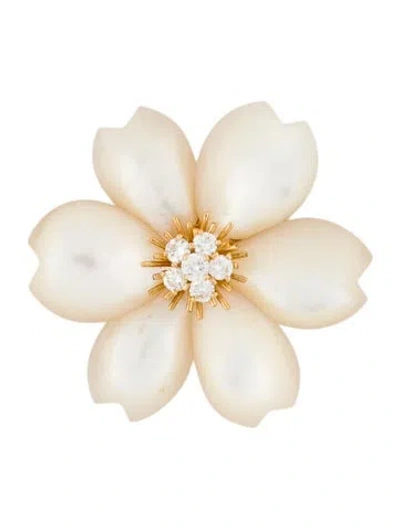 Pre-owned Van Cleef & Arpels Mother Of Pearl Rose De Noel Brooch In Multi
