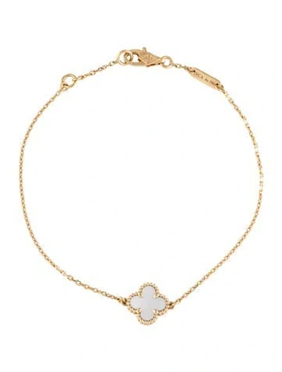 Pre-owned Van Cleef & Arpels Mother Of Pearl Sweet Alhambra Bracelet, 6.5" In Multicolor