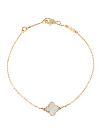 Pre-owned Van Cleef & Arpels Mother Of Pearl Sweet Alhambra Bracelet, 6.75" In Multi