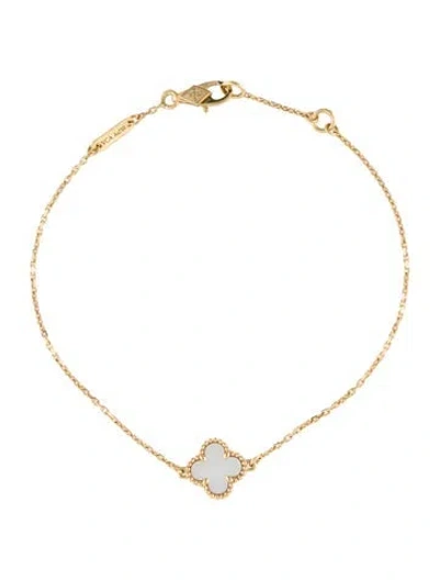 Pre-owned Van Cleef & Arpels Mother Of Pearl Sweet Alhambra Bracelet, 6.75" In Multi