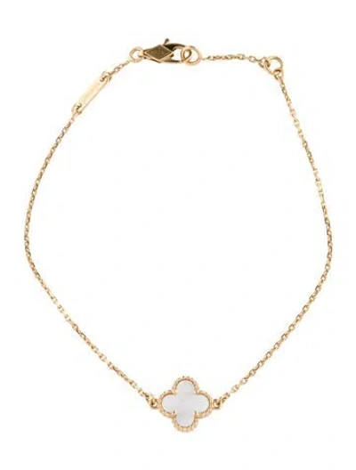 Pre-owned Van Cleef & Arpels Mother Of Pearl Sweet Alhambra Bracelet, 6.75" In Multi