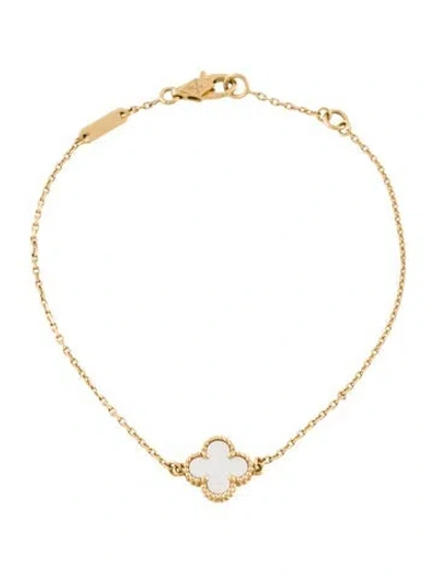 Pre-owned Van Cleef & Arpels Mother Of Pearl Sweet Alhambra Bracelet, 6.75" In Multi