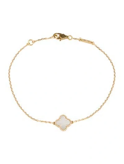 Pre-owned Van Cleef & Arpels Mother Of Pearl Sweet Alhambra Bracelet, 6.75" In Multi