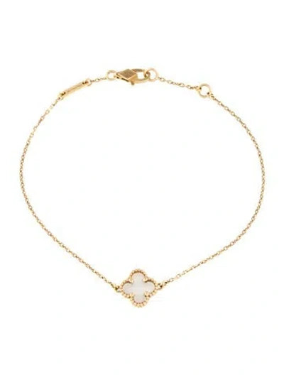 Pre-owned Van Cleef & Arpels Mother Of Pearl Sweet Alhambra Bracelet, 6.75" In White