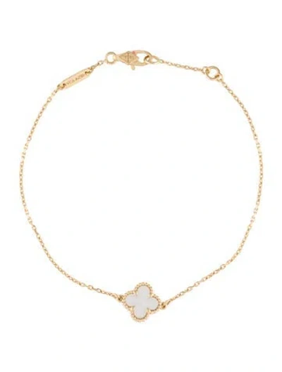 Pre-owned Van Cleef & Arpels Mother Of Pearl Sweet Alhambra Bracelet, 7" In Multi
