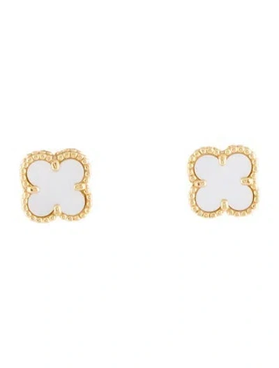 Pre-owned Van Cleef & Arpels Mother Of Pearl Sweet Alhambra Earstuds Earrings In Multi