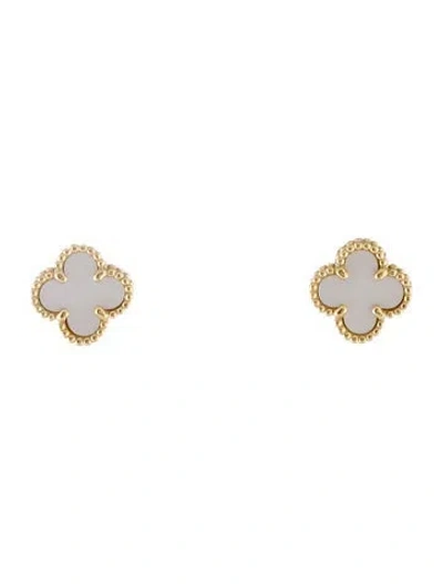 Pre-owned Van Cleef & Arpels Mother Of Pearl Sweet Alhambra Earstuds In Multi