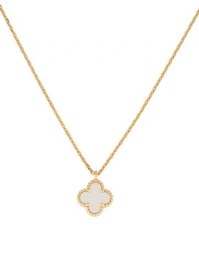 Pre-owned Van Cleef & Arpels Mother Of Pearl Sweet Alhambra Pendant Necklace, 16" In Multi