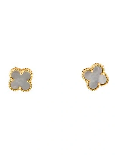 Pre-owned Van Cleef & Arpels Mother Of Pearl Sweet Alhambra Stud Earrings In Multi