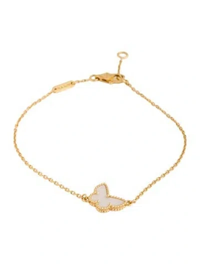 Pre-owned Van Cleef & Arpels Mother Of Pearl Sweet Butterflies Bracelet, 6.25" In Multicolor