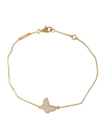 Pre-owned Van Cleef & Arpels Mother Of Pearl Sweet Butterflies Bracelet, 7" In Multicolor