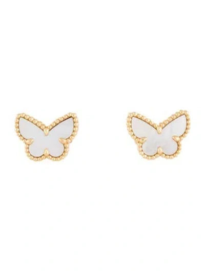 Pre-owned Van Cleef & Arpels Mother Of Pearl Sweet Butterflies Earstuds In Multi