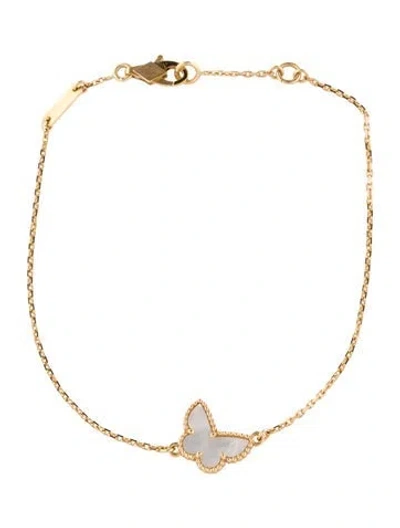 Pre-owned Van Cleef & Arpels Mother Of Pearl Sweet Butterfly Bracelet, 6.75" In Multi