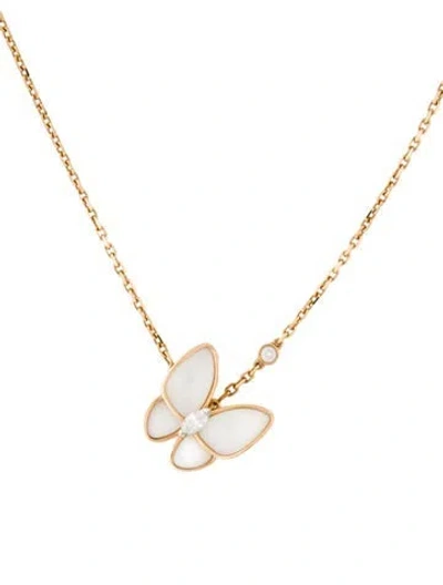 Pre-owned Van Cleef & Arpels Mother Of Pearl Two Butterfly Pendant Necklace In Multi