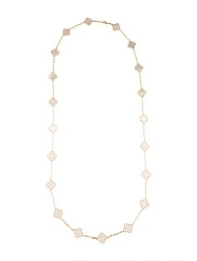 Pre-owned Van Cleef & Arpels Mother Of Pearl Vintage Alhambra 20 Motif Long Necklace, 34" In Multi